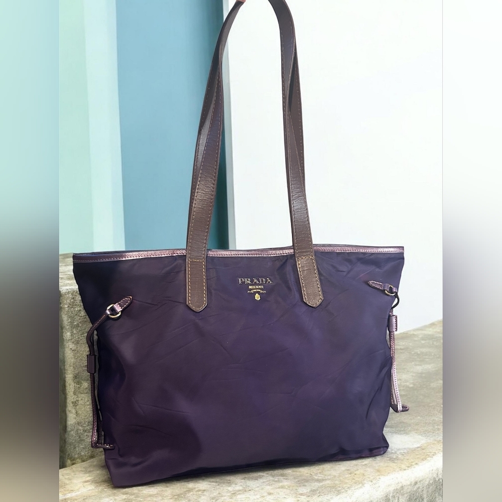 Prada Purple Nylon Tote Bag